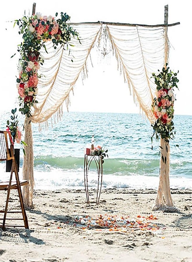 Flber ستارة مكرمية من الألياف، فاصلة للغرفة، ستارة مدخل، ستارة بوهيمية، ديكور جداري للباب والنافذة، فن الخيوط، حرفة يدوية، غرفة نوم، خلفية زفاف، ديكور لوح رأس السرير، 41 بوصة عرض × 75 بوصة طول - Image 2