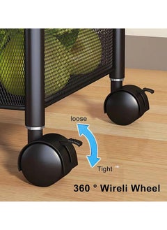 SKY-TOUCH Sky-Touch 5 Tier Kitchen Storage Shelf, Rotatable Fruit Vegetable Basket, Circular Rotating Basket Large Storage Rack With 4 Movable Wheels  - Image 4