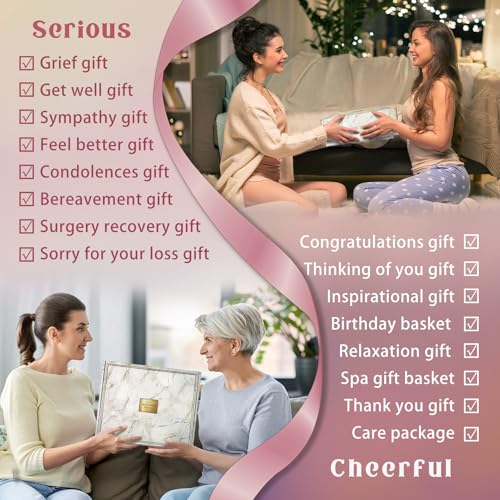 AHAGIFTREE Mother's Day Birthday Gifts Get Well Soon Gift Baskets For Women,12PC Get Well Gifts for Women After Surgery,Birthday Gifts,Care Package,Grief,Sympathy,Condolences Gift Basket (pink) - Image 2