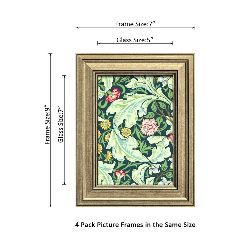 DEKWINN,5x7 Picture Frame Set of 4 with Real Glass for Pictures 4x6 with Mat or 5x7 Without Mat, Rustic Farmhouse Photo Frames for Wall or Tabletop Display - Image 2