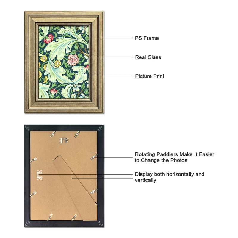DEKWINN,5x7 Picture Frame Set of 4 with Real Glass for Pictures 4x6 with Mat or 5x7 Without Mat, Rustic Farmhouse Photo Frames for Wall or Tabletop Display - Image 3