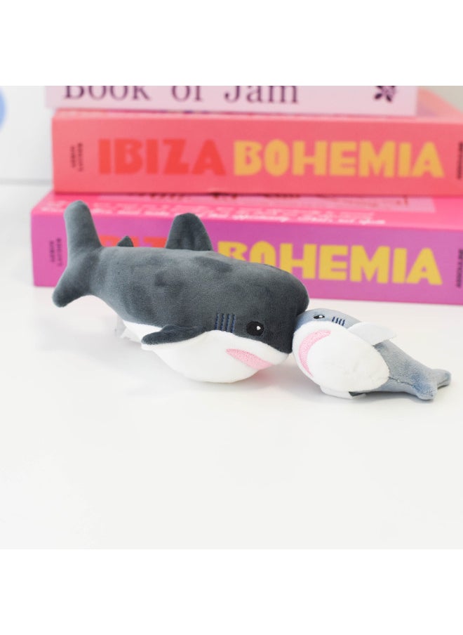 Generic - Genuine Marine Animal Parent-Child Kiss Pull Vibration Plush Doll Cute Clown Fish Shark Dolphin Doll-Specifications:Authentic Authorization - Vibration And Rebound When Pulled Open-Color:Tiger Whale Kiss Doll (black) - Image 1