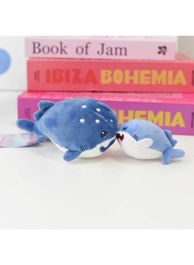 Generic - Genuine Marine Animal Parent-Child Kiss Pull Vibration Plush Doll Cute Clown Fish Shark Dolphin Doll-Specifications:Authentic Authorization - Vibration And Rebound When Pulled Open-Color:Tiger Whale Kiss Doll (black) - Image 1