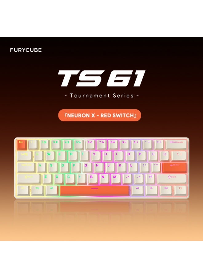 مكعب غاضب FURYCUBE TS61 لوحة مفاتيح ميكانيكية قابلة للتخصيص سلكية ببنية هيكل سفينة للحواسيب المحمولة للألعاب - ترتيب 61 مفتاحًا - Image 1
