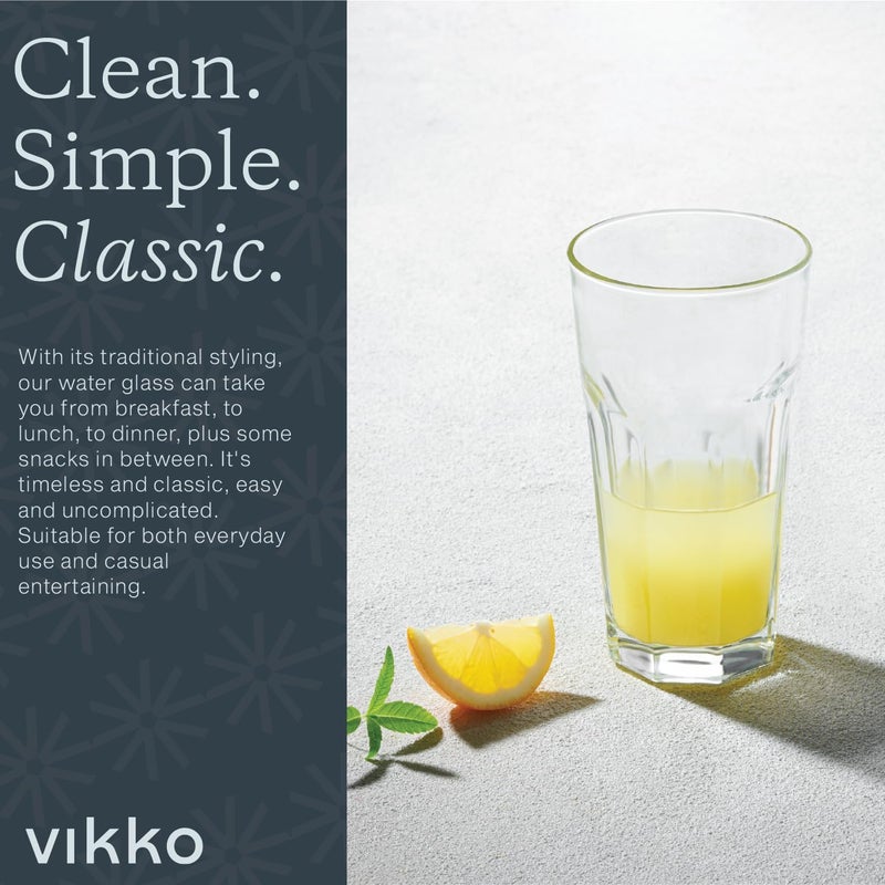 Vikko Drinking Glasses, 9 Ounce Glass Cups, Durable Glasses Drinking Set of 6, Stackable Water Glasses, Highball Glasses, Heavy Base Tumblers & Water Glasses, Dishwasher Safe Cups for Kitchen - Image 3