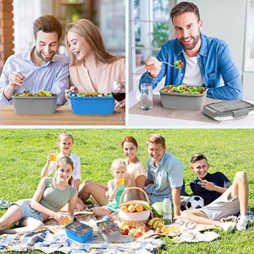 Cherrysea 2Pack Salad Lunch Container, 68oz Salad Bowls with 4 Compartments Tray,Leak Proof Lunch Box with Fork for Men,Women BPA-Free Snack Container with Sauce Container for Dressings-Grey - Image 3