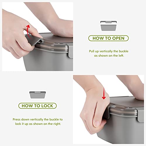 Cherrysea 2Pack Salad Lunch Container, 68oz Salad Bowls with 4 Compartments Tray,Leak Proof Lunch Box with Fork for Men,Women BPA-Free Snack Container with Sauce Container for Dressings-Grey - Image 4
