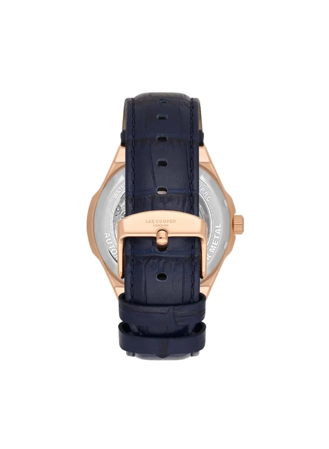 Lee Cooper LEE COOPER Men's Watch, Automatic Display and Leather Strap - LC08050.499, Blue