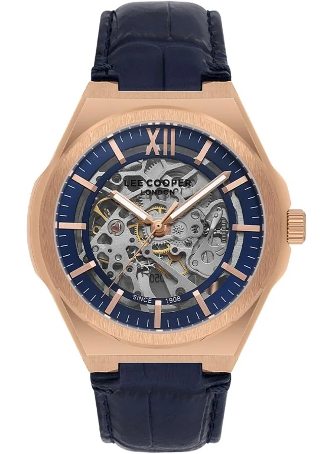 Lee Cooper LEE COOPER Men's Watch, Automatic Display and Leather Strap - LC08050.499, Blue
