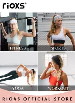 RIOXS Sports Headband,10 Pack Elastic Headbands For Men And Women,Non-Slip Sweatband For Yoga Pilates Running Gym Workout Baseball Fitness Or Casual Wear, Breathable and Sweat-Wicking  - Image 4