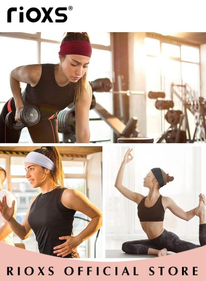 Sports Headband,10 Pack Elastic Headbands For Men And Women,Non-Slip Sweatband For Yoga Pilates Running Gym Workout Baseball Fitness Or Casual Wear, Breathable and Sweat-Wicking