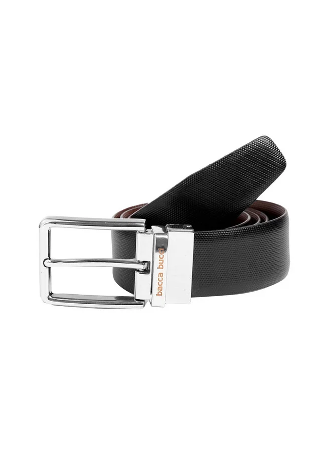 باكا بوتشي حزام رجالي جلدي أصلي قابل للعكس بلون أسود وبني سادة