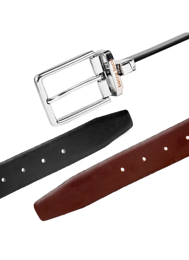 Bacca Bucci  Men's Black & Brown Solid Reversible Genuine Leather Belt for Men | Best Price UAE