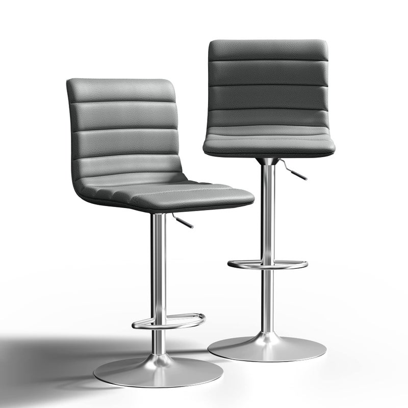 NicBex Swivel Bar Stools Modern PU Leather Adjustable Barstools Kitchen Island Counter Bar Stools Set of 2Grey Color