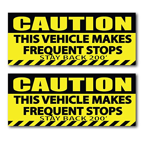 Wrapco Caution This Vehicle Makes Frequent Stops Stickers Stay Back Bumper Sticker 200 Feet, Delivery Sticker for Drivers, Sign for Car or Dump Truck Decal - Image 1
