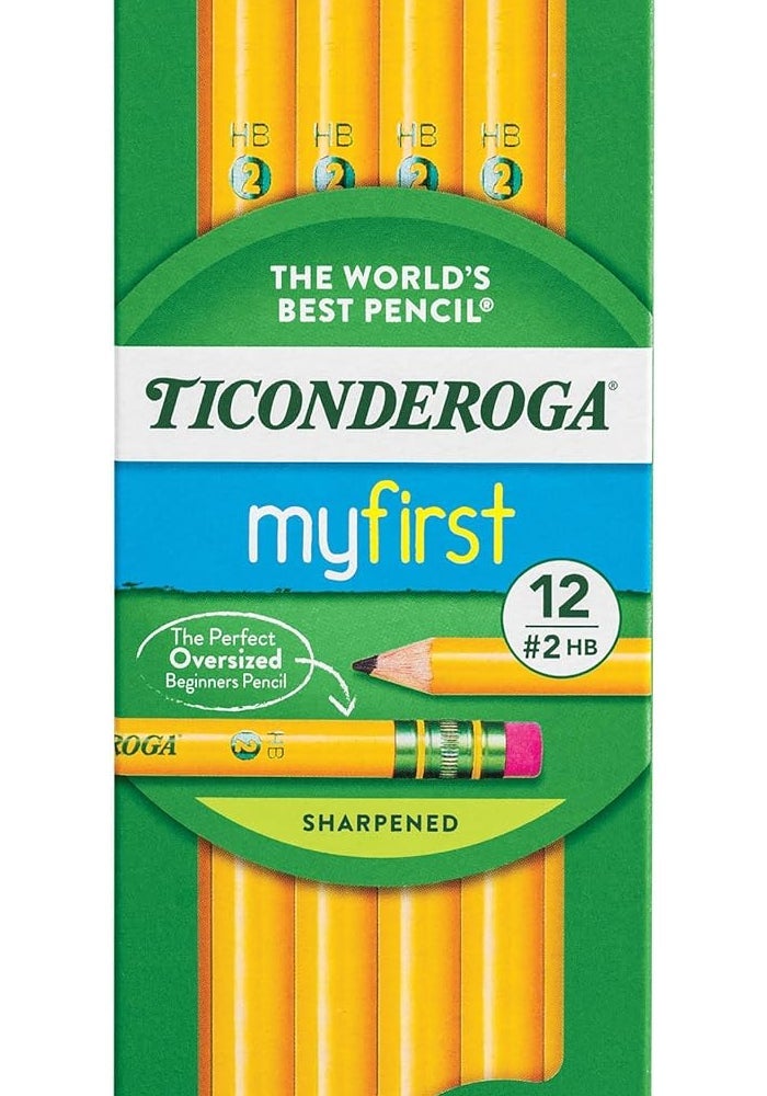 Ticonderoga My First Wood-Cased Pencils, Pre-Sharpened, 2 HB, Yellow, 12 Count - Image 1