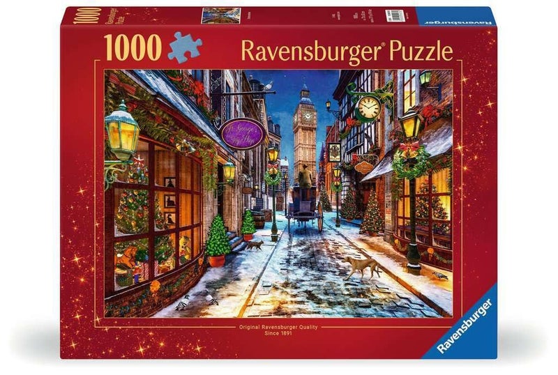 Ravensburger رايفنسبورجر - وقت عيد الميلاد - 1000 قطعة لغز - مشهد مدينة لندن في بداية القرن بتفاصيل مذهلة - جودة ممتازة - للأعمار 12 وما فوق - Image 1