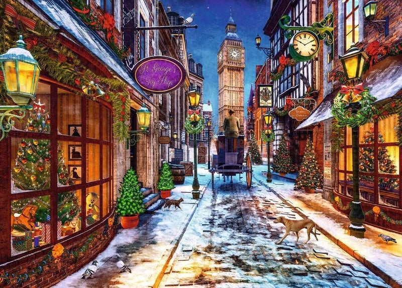 Ravensburger رايفنسبورجر - وقت عيد الميلاد - 1000 قطعة لغز - مشهد مدينة لندن في بداية القرن بتفاصيل مذهلة - جودة ممتازة - للأعمار 12 وما فوق - Image 2