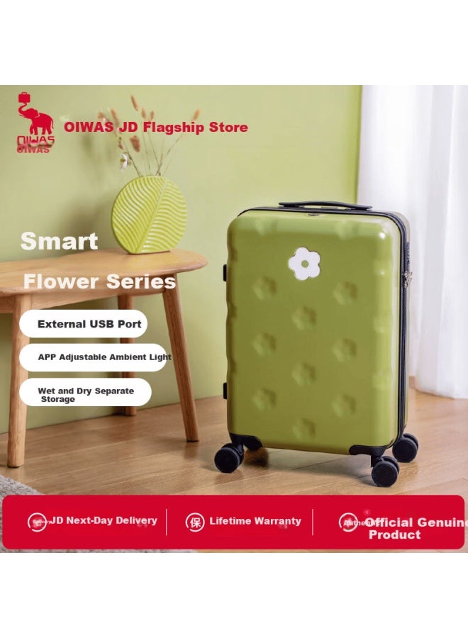 Oiwas Luminous Flower 20-inch Multifunctional Large Capacity Charging Carry-on Suitcase For Women - Image 1