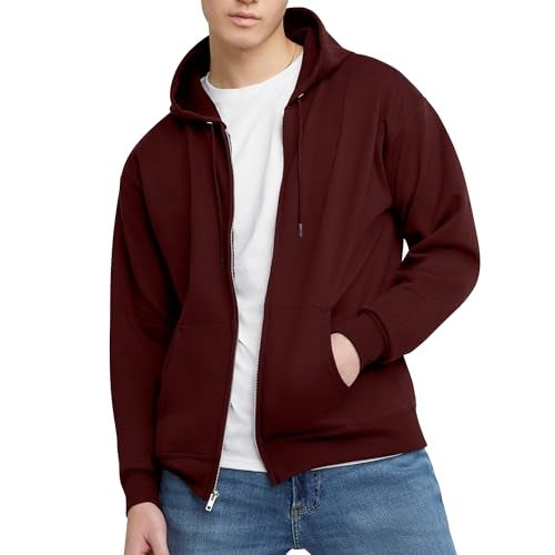 Hanes Men's Hoodie, EcoSmart Fleece Full-Zip Hoodie, Zip-Up Hooded Sweatshirt for Men - Image 1