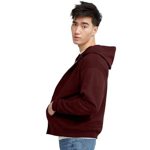 Hanes Men's Hoodie, EcoSmart Fleece Full-Zip Hoodie, Zip-Up Hooded Sweatshirt for Men - Image 3