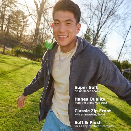 Hanes Men's Hoodie, EcoSmart Fleece Full-Zip Hoodie, Zip-Up Hooded Sweatshirt for Men - Image 4