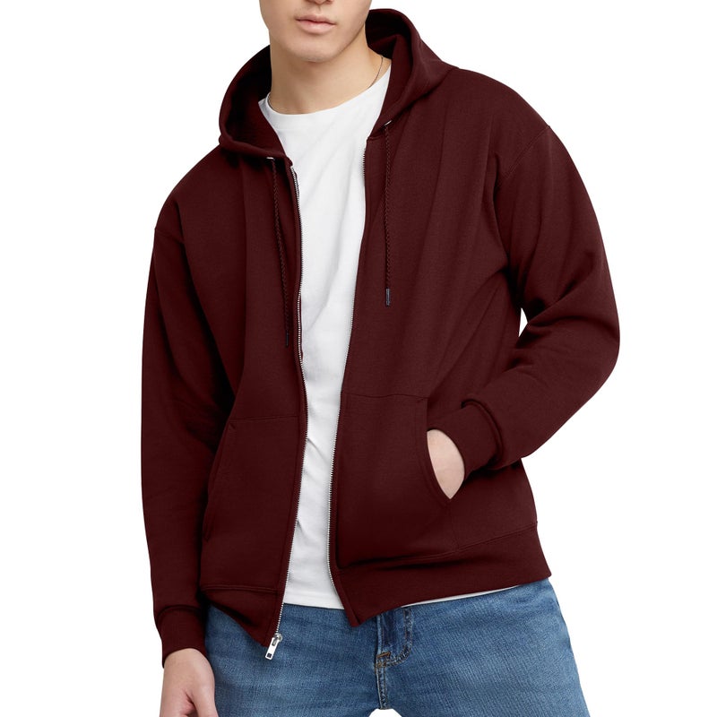 Hanes Men's Hoodie, EcoSmart Fleece Full-Zip Hoodie, Zip-Up Hooded Sweatshirt for Men - Image 5