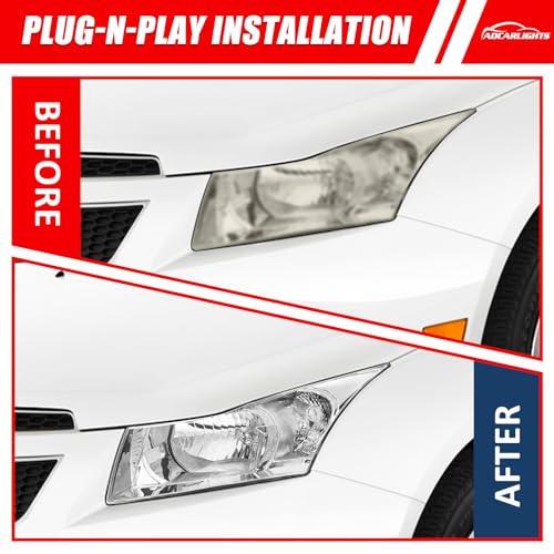 ADCARLIGHTS Headlight Assembly for 2011 2012 2013 2014 2015 Chevy Cruze LS/LT/LTZ 2016 Chevrolet Cruze Limited Chrome Housing with Clear Reflector Headlamp Replacement Pair（W/O Bulbs） - Image 5