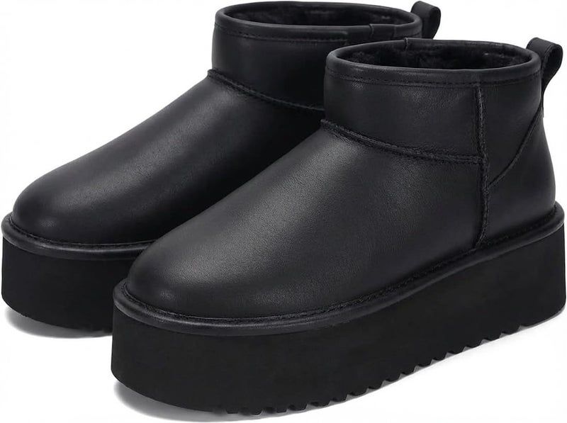 Project Cloud 100% Genuine Leather Ankle Boots for Women - Anti-Slip Memory Foam Insole Womens Boots - Lightweight Winter Womens Shoes, Ankle Booties for Women (Huggy,BLKLEA,8.5) - Image 1