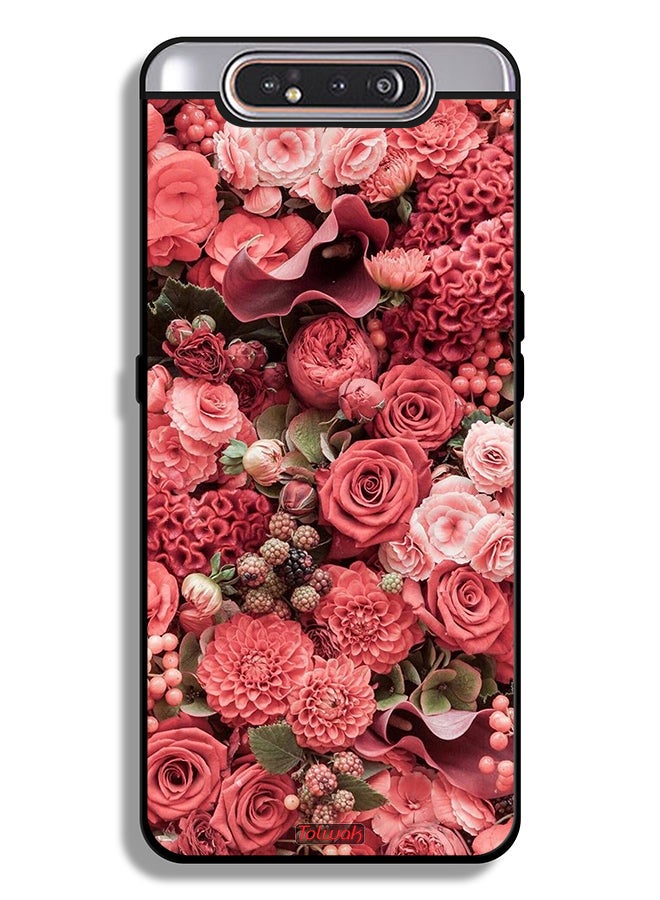 Tolwak Samsung Galaxy A80 Protective Case Cover Peach Roses - Image 1