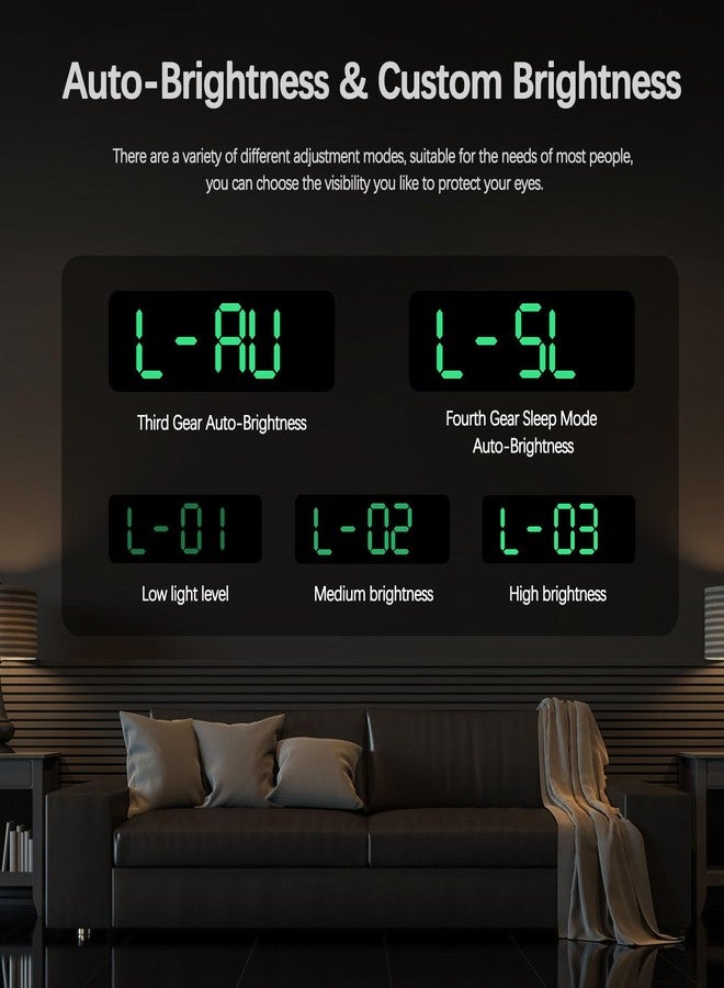 JoFomp Digital Wall Clock Large Display, 9" LED Wall Clocks for Living Room Decor, Digital Clock with Temperature/DST/Auto-Dimming/Humidity/Snooze - 12/24H, Silent Digital Clocks for Seniors Kids - Image 3