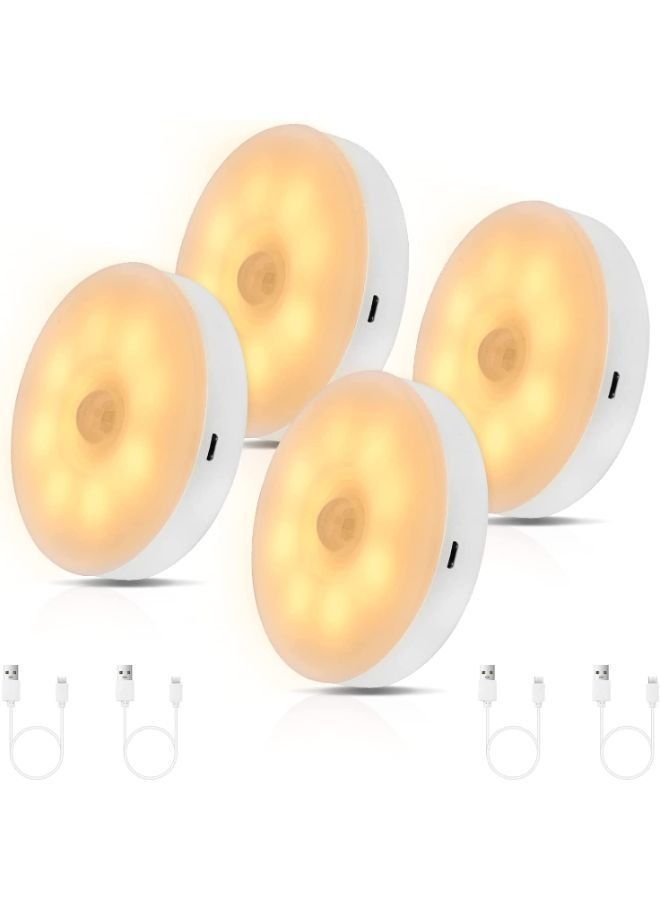 Y&D 4 Pieces Motion Sensor Night Light, USB C Rechargeable LED Wireless Safe Lighting for Bedroom, Bathroom, Under Cabinet, Kitchen, Hallway, and Stairs  - Image 1
