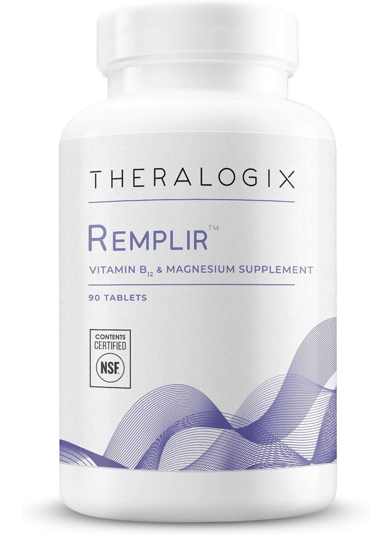Theralogix Remplir Nutritional Supplement 90Day Supply B12 Vitamin Chelated Magnesium Supplement Supports Heart Health Bone Health More NSF Certified 90 Tablets - Image 1