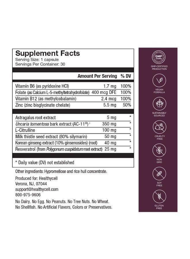 Healthycell Telomere Length | Supplement for Lengthening Telomeres and DNA Repair, Anti Aging, Cell Health, Stem Cell Support | Clinically Proven Ingredient AC11® | 578 mg Capsules - Image 2