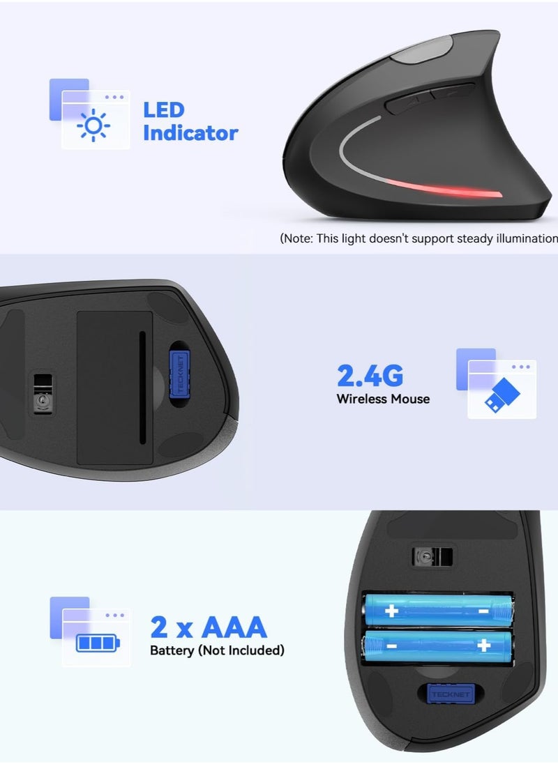 ماوس لاسلكي عمودي مريح W925، ماوس عمودي مريح USB 2.4 جيجا هرتز، 800/1200 /1600 نقطة في البوصة، لأجهزة الكمبيوتر المحمولة وسطح المكتب والكمبيوتر الشخصي والكمبيوتر المحمول