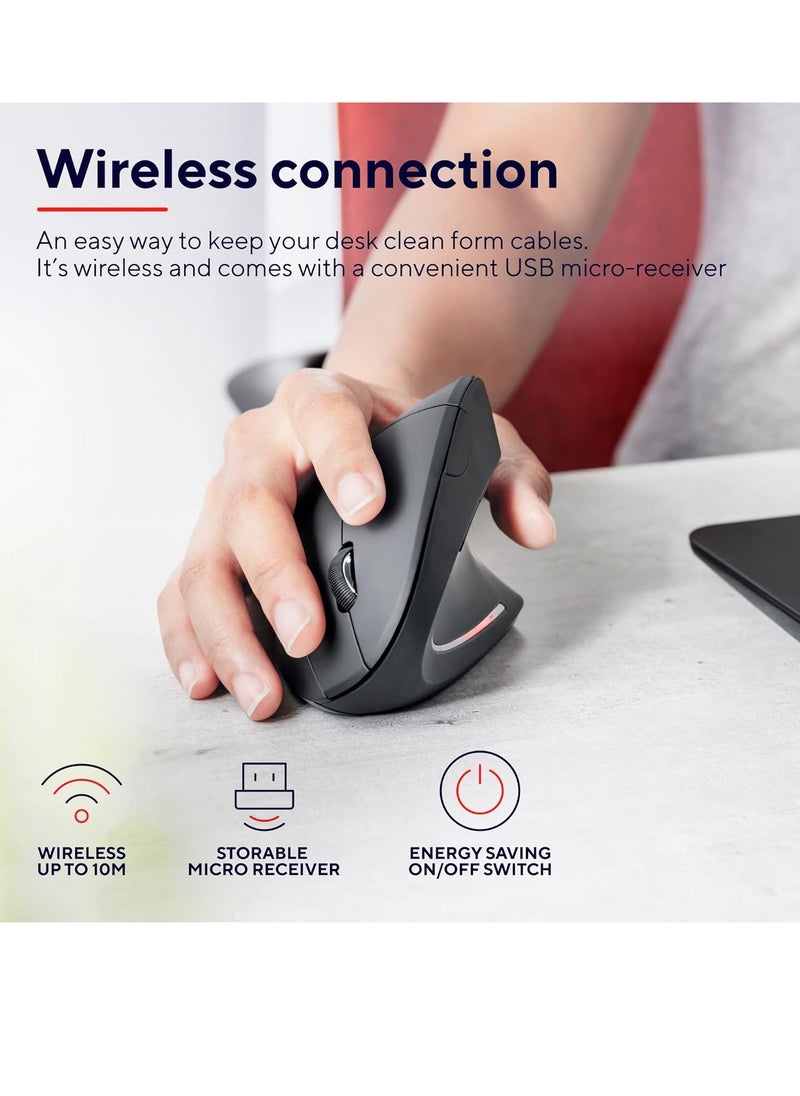ماوس لاسلكي عمودي مريح W925، ماوس عمودي مريح USB 2.4 جيجا هرتز، 800/1200 /1600 نقطة في البوصة، لأجهزة الكمبيوتر المحمولة وسطح المكتب والكمبيوتر الشخصي والكمبيوتر المحمول