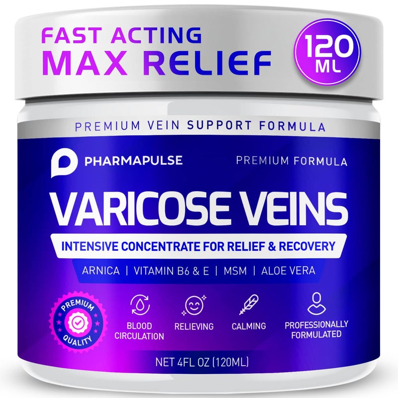 Pharmapulse Varicose & Spider Veins Soothing Leg Cream - Relaxing Leg Cream Formula - Fast-Acting Relief Cream - Expertly Crafted for Optimal Comfort 4oz - Image 1