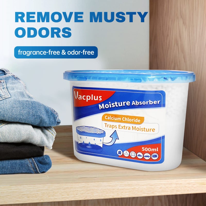 Vacplus Moisture Absorbers, 10.5 Oz Humidity Absorber Boxes Attracts Extra Moisture from Your Bathroom, Closet, Kitchen & Study, Dehumidifier, Odor Eliminator for Closet (Fragrance Free), 12 Packs - Image 5