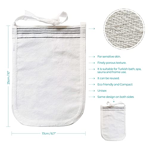 Cacala Turkish Exfoliating Gloves – Face & Body Exfoliation Mitts - Bath Hammam Spa Exfoliator Kese Glove - Body Scrub Glove to Remove Dead Skin – Brighten & Soften Skin – 4Pcs (White & Black) - Image 5