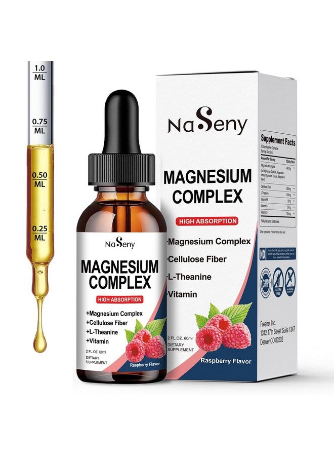 NaSeny 400mg Magnesium Drops, Magnesium Glycinate Vitamin Blend for Kids, High Absorption - for The Whole Family Overall Wellness, Non-GMO & Gluten Free (60ML/Raspberry) - Image 1