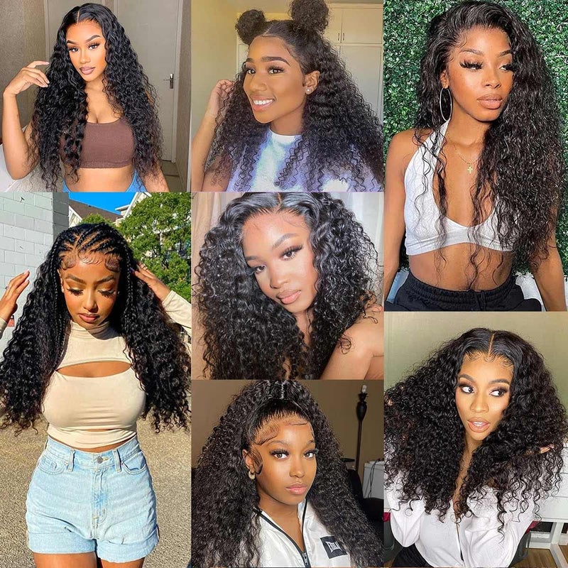 WPPIKK 13x4 Lace Front Wigs Human Hair Pre Plucked 180 Density Brazilian Wet and Wavy Human Hair Wigs for Black Women Glueless Curly Lace Frontal Wig Natural Color (12 Inch) - Image 3