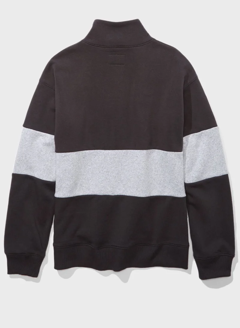 American Eagle Zip Detail Colorblock Sweatshirt
