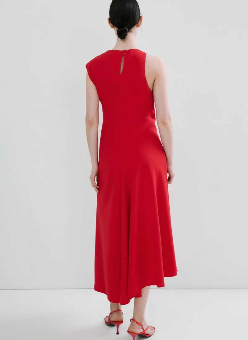 مانجو Asymmetric sleeve midi dress