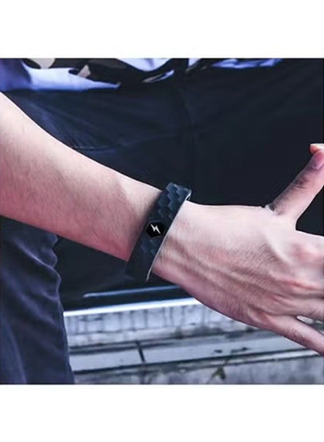 Realfrog Anti Static Wrist Band, Wireless Rhombus Antistatic Wrist Strap, Negative Ion Silicone Outdoor Sports Energy Wristband Improve Sleep Electrostatic Removal Bracelet（Lightning pattern,Black）  - Image 5