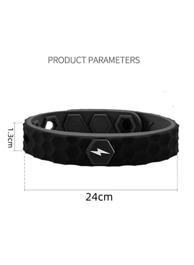Realfrog Anti Static Wrist Band, Wireless Rhombus Antistatic Wrist Strap, Negative Ion Silicone Outdoor Sports Energy Wristband Improve Sleep Electrostatic Removal Bracelet（Lightning pattern,Black）  - Image 3