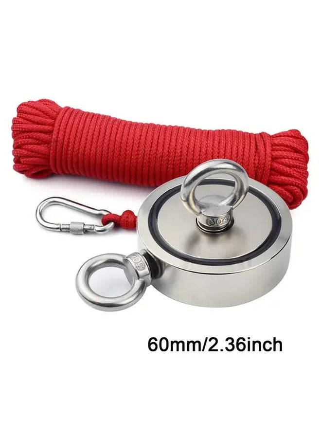 260 Lbs Double Sided Fishing Magnet 60mm With 20m Rope And Hooks - Image 4