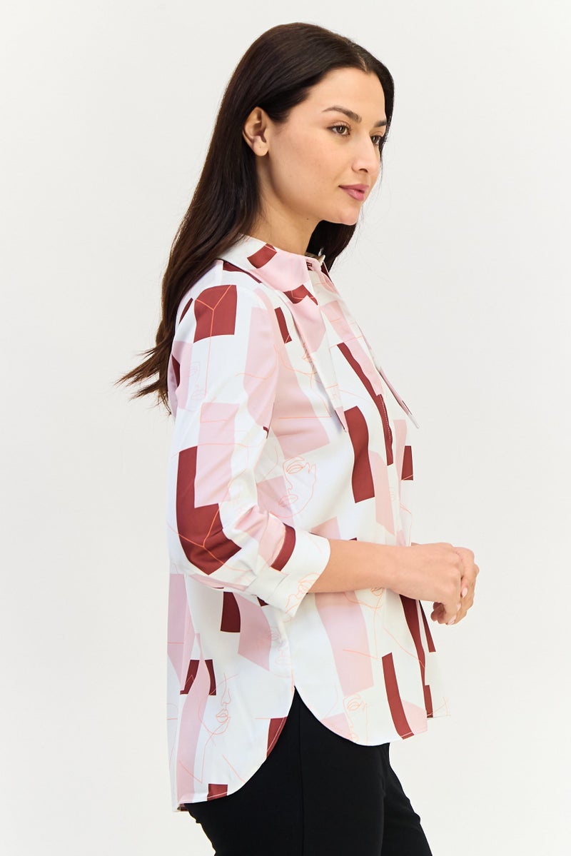 VERO MODA قميص نسائي بأكمام طويلة وطباعة جرافيك، متعدد الألوان - Image 2