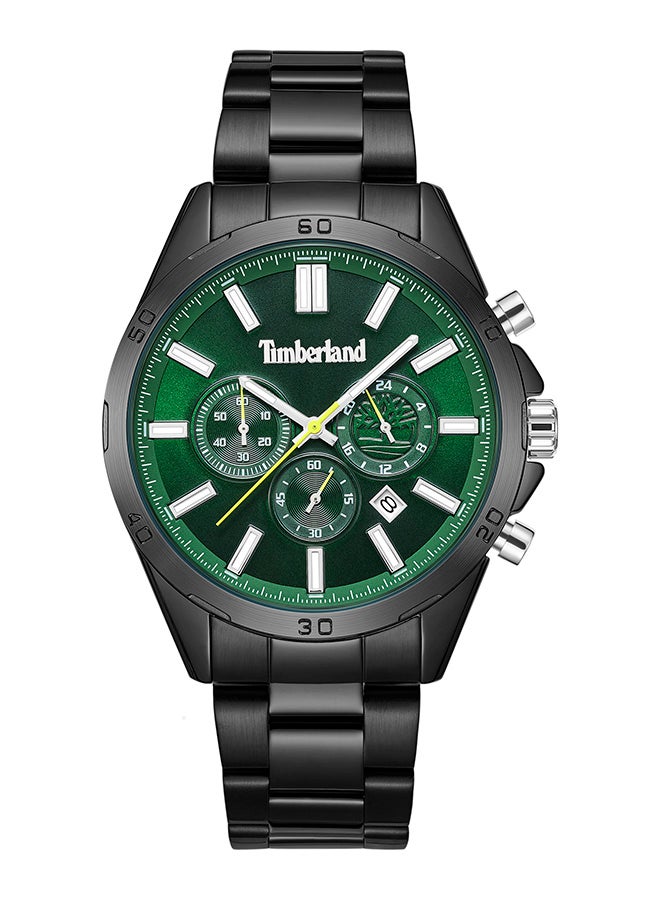 Timberland Men TBL SMU Men's 45mm Green Dial Black Metal Bracelet Chronograph Watch - Image 1