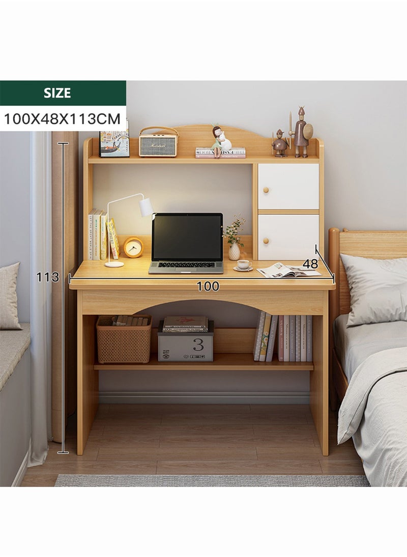 Sharpdo Bedroom Home Desk Computer Desk Bookshelf Integrated Simple Study Table 100*48*113CM  - Image 2