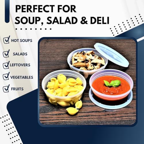 Green Direct Deli Containers With Lids Food Storage Containers 8 oz. Pack of 24, Disposable Clear Round Leakproof Plastic Containers For Lunch - Image 5